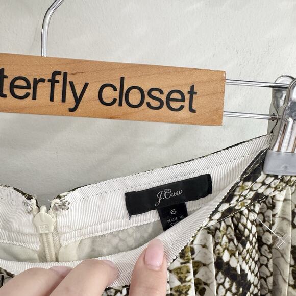 J. Crew Green Snake Skin Pleated Midi Skirt Size 6 TT602 - Picture 3 of 4